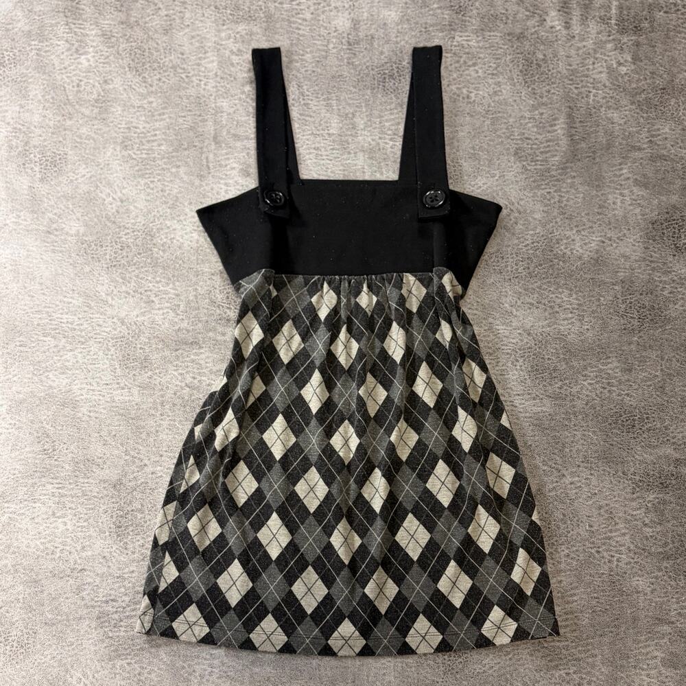Y2k Black Argyle Babydoll Mini Dress